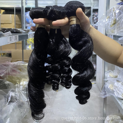 100% Unprocessed Remy Human Hair Loose Wave Bundles Brazilian Virgin Human Hair Natural Black for Black Women